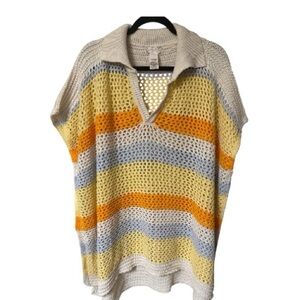 Free People Bayside Rainbow Stripe Women’s Sweater/Poncho One Size